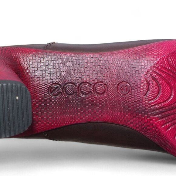 ECCO Sculptured 65" Leather Ankle Booties Brown / Burgundy Heel Women's 10-10.5 - Picture 10 of 11